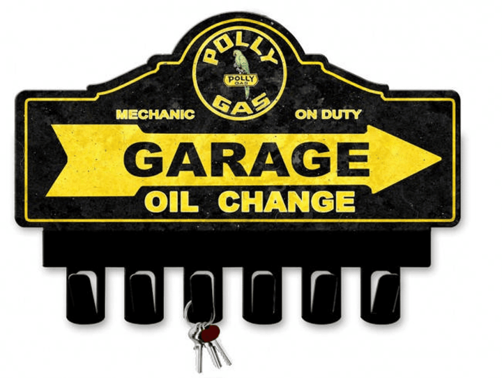 Polly Gasoline Key Hanger Sign X 10 Metal Advertising Vintage Reproduction Gas Oil Garage Art Wall Decor