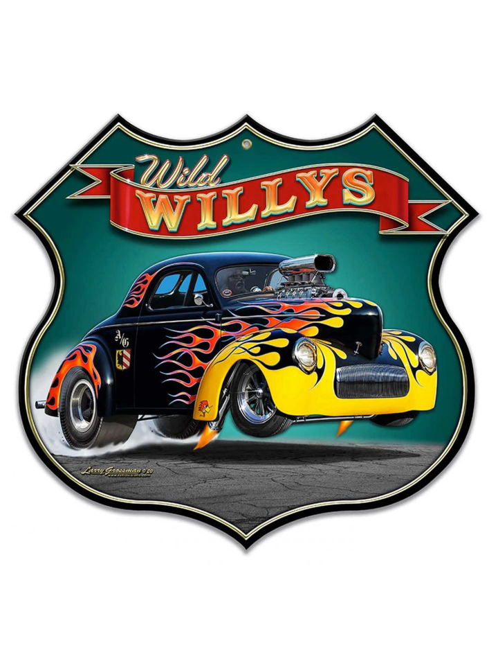 1940 Wild Willys Street Rod Metal Sign - Vintage Style Retro Hot Rod Garage Art