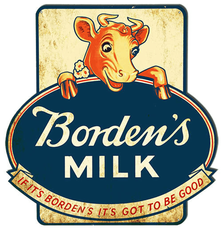 Bordens Milk Elsie The Cow Custom Shape Metal Sign Vintage Style Retro Country Advertising Art Wall Decor