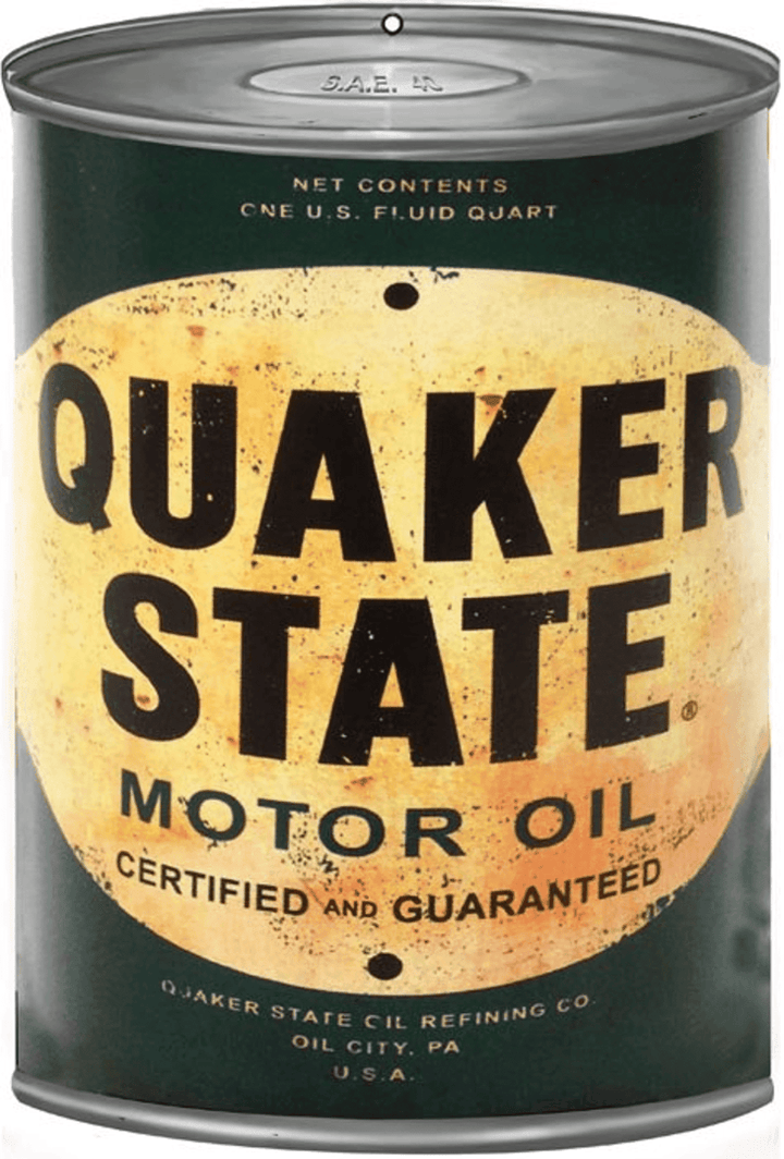 Quaker State Motor Oil Can Plasma Shape Metal Sign - Available Agedvintage Style &Lt; Vintage Style Retro Garage Art