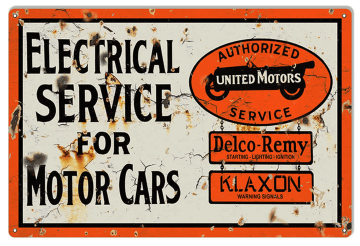 United Motors Service Sign Vintage Aged Or New Style Metal Vintage Style Retro Garage Art