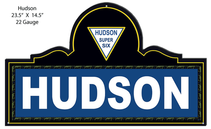 Hudson Super Six Laser Cut Out Sign - Aged Or New Style Steel Metal Vintage Style Retro Garage Art