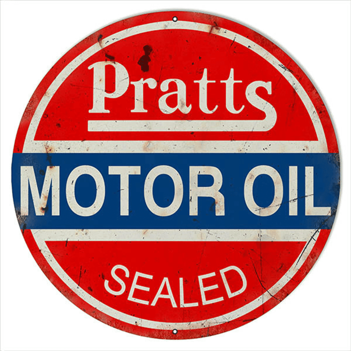 Pratts Motor Oil Large Rusty Aged Style Metal Sign Available Vintage Style Retro Garage Art
