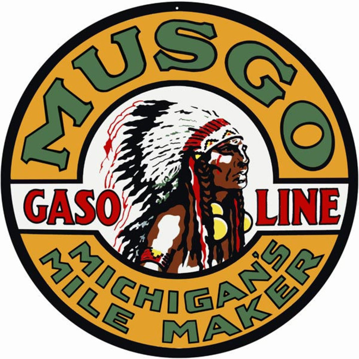 Musgo Gasoline Michigans Mile Maker Motor Oil Metal Sign Vintage Style Retro Garage Art
