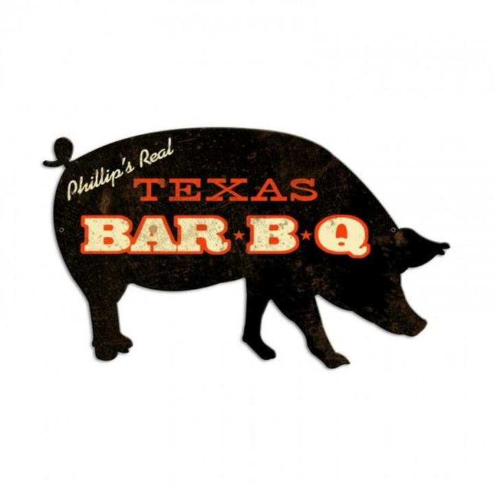 Personalized Texas Bbq Pig Barbeque Custom Metal Wall Art Sign Wall Decor Nostalgic Vintage Style Retro Garage Art