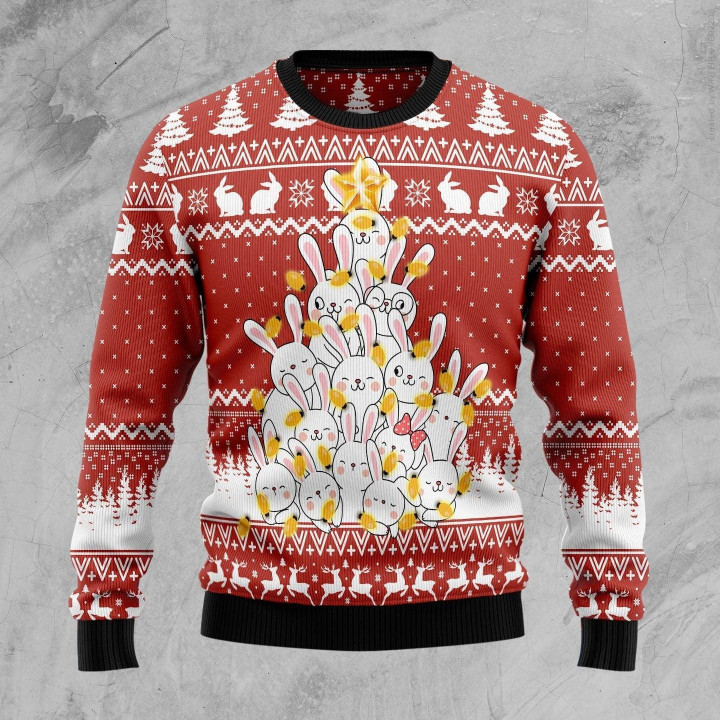 Bunny Tree Xmas Ugly Christmas Sweater 3D Printed Best Gift For Xmas Adult - Ugly Christmas Sweater - Funny Xmas Sweaters