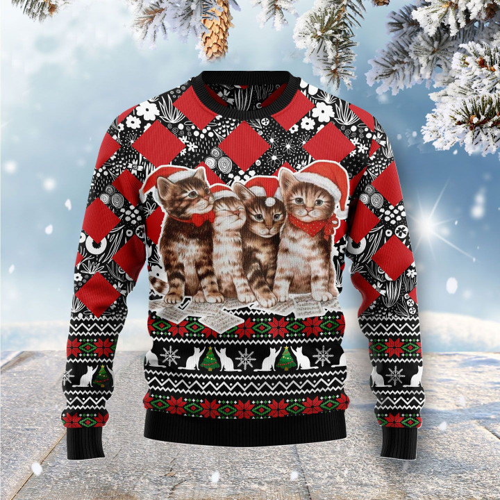 Singing Cats Kitten Ugly Christmas Sweater 3D Printed Best Gift For Xmas Adult - Ugly Christmas Sweater - Funny Xmas Sweaters