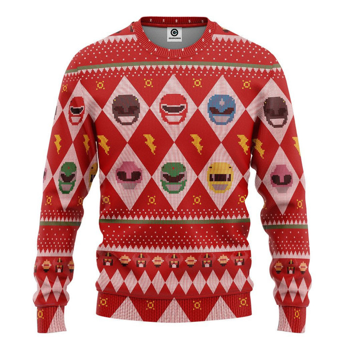 3D Power Rangers Christmas Ugly Sweater - Ugly Christmas Sweater - Funny Xmas Sweaters
