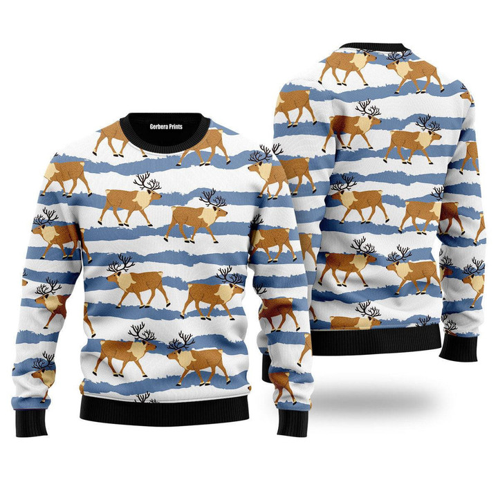 Deer Walking On The Snow Ugly Christmas Sweater 3D Printed Best Gift For Xmas - Ugly Christmas Sweater - Funny Xmas Sweaters
