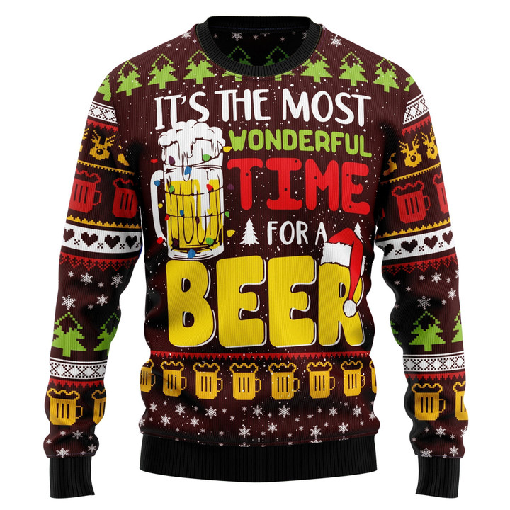 Time For Beer Ugly Christmas Sweater For Men And Women - Ugly Christmas Sweater - Funny Xmas Sweaters