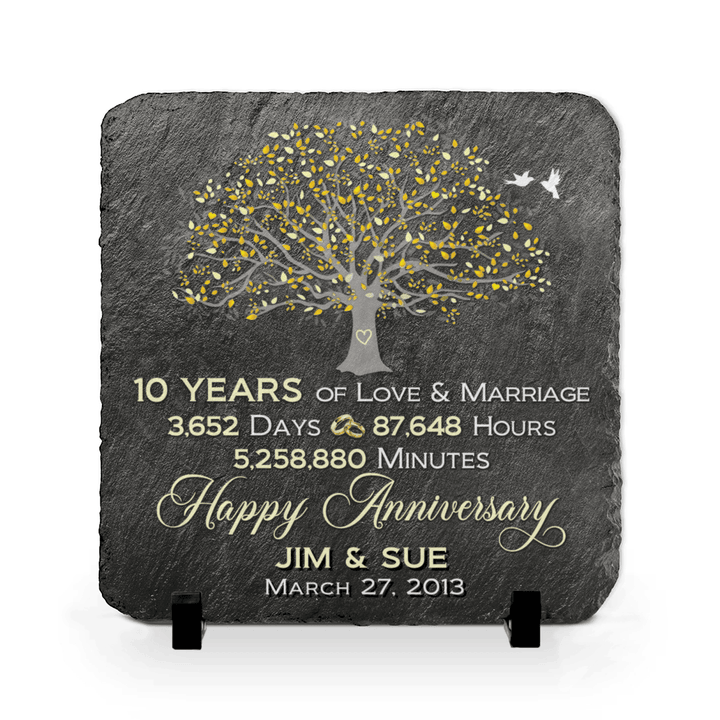 10th Wedding Anniversary Tree Gift, Anniversary Gift For Spouse, Personalized Tin Anniversary Slate