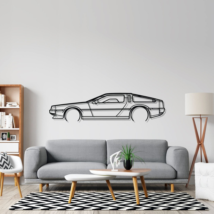 Delorean Detailed Silhouette Metal Wall Art, Custom Car Silhouette Metal Decor, Personalized Gift For Car Lovers, Gift For Him
