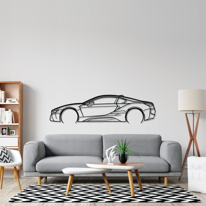 i8 Detailed Silhouette Metal Wall Art, Custom Car Silhouette Metal Decor, Personalized Gift For Car Lovers, Gift For Him