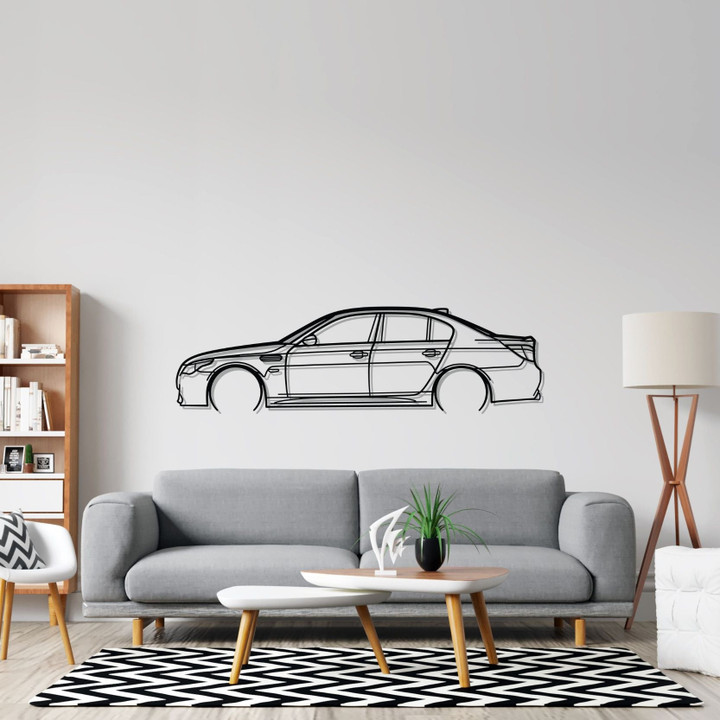 M5 E60 Detailed Silhouette Metal Wall Art, Custom Car Silhouette Metal Decor, Personalized Gift For Car Lovers, Gift For Him