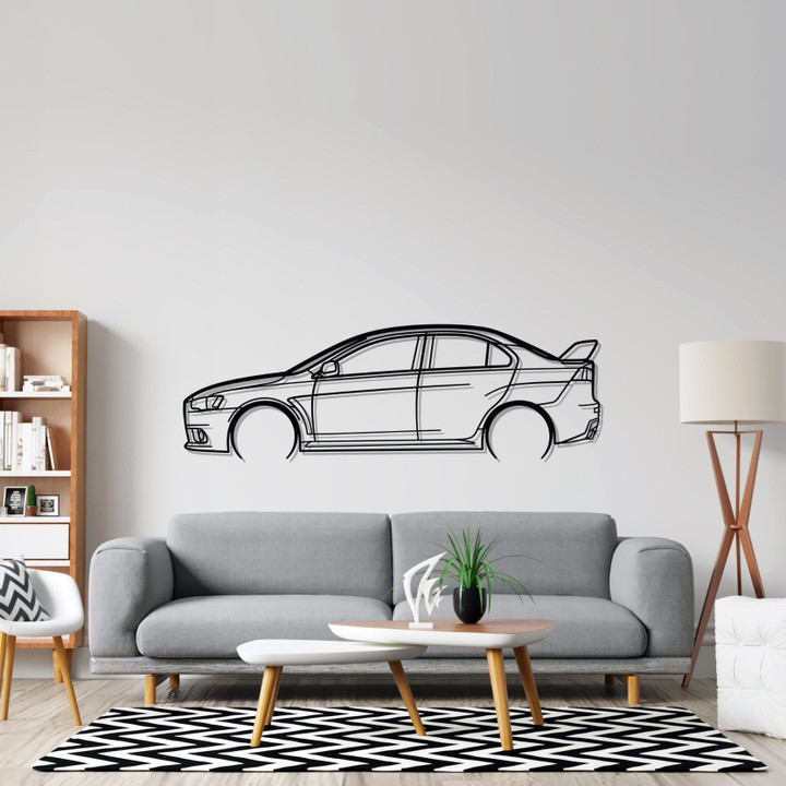 Evo X Detailed Silhouette Metal Wall Art, Custom Car Wall Sign, Personalized Car Metal Wall Art, Gift for Him, Gift for Her, Gift For Car Lovers