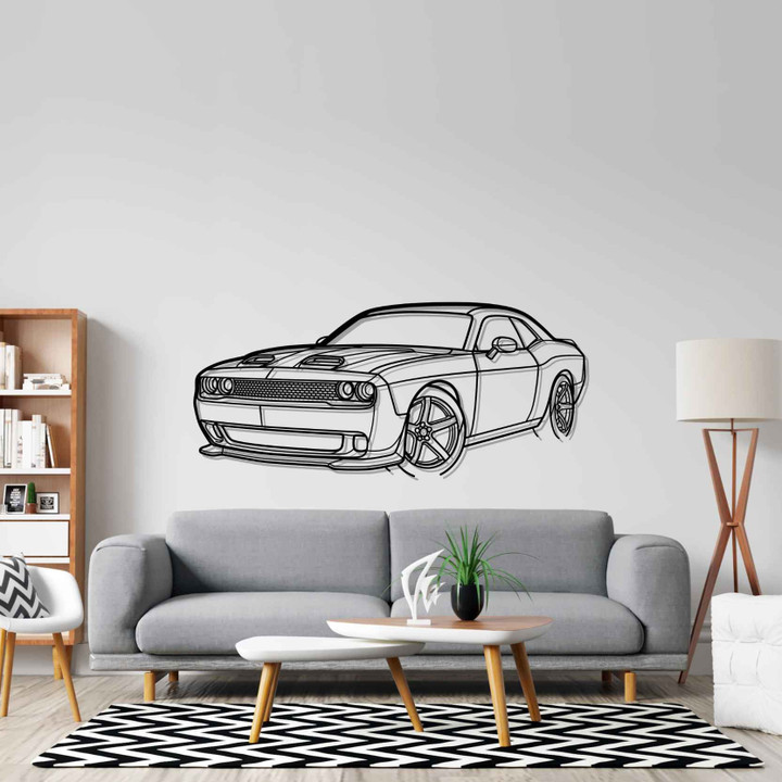 Challenger SRT 2023 Angle Silhouette Metal Wall Art, Custom Car Silhouette Metal Decor, Personalized Gift For Car Lovers, Gift For Him