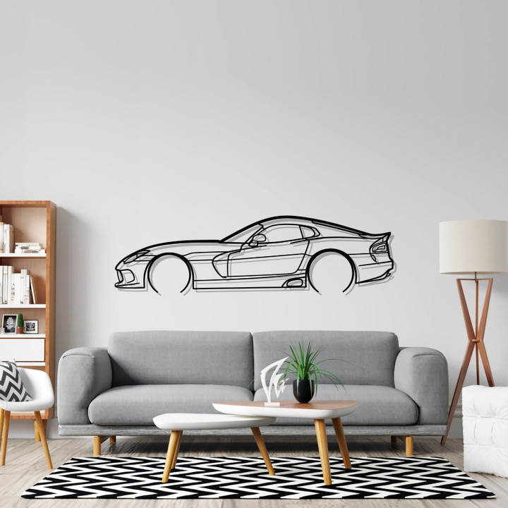 Viper Gen 5 Detailed Silhouette Metal Wall Art, Custom Car Silhouette Metal Decor, Personalized Gift For Car Lovers