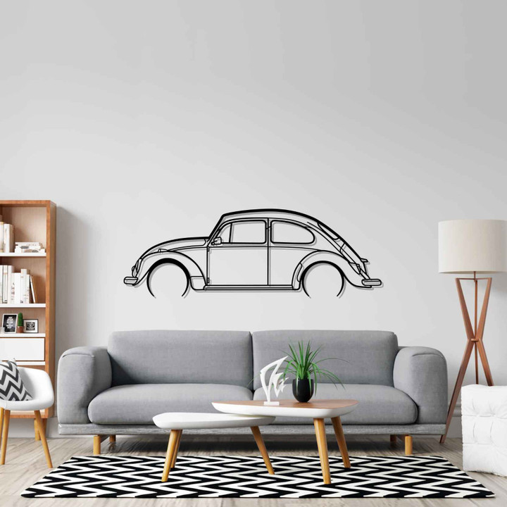 Beetle 1966 Detailed Silhouette Metal Wall Art, Custom Car Silhouette Metal Decor, Personalized Gift For Car Lovers
