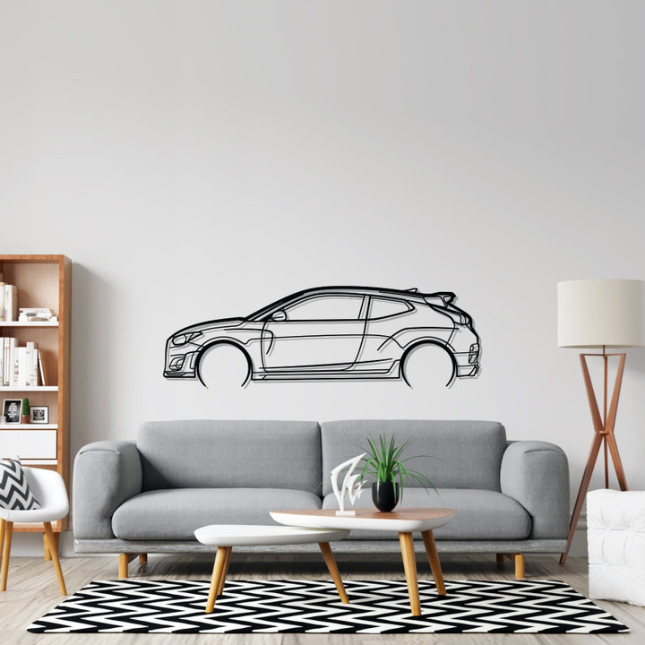 Veloster N Detailed Silhouette Metal Wall Art, Custom Car Silhouette Metal Decor, Personalized Gift For Car Lovers, Gift For Him