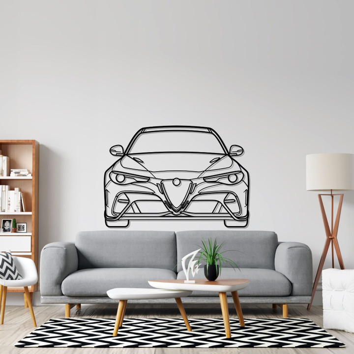 Giulia GTAm Front 2020  Silhouette Metal Wall Art, Custom Car Wall Sign, Personalized Car Metal Wall Art, Gift for Him, Gift for Her, Gift For Car Lovers