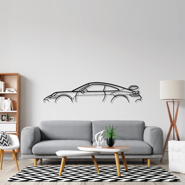 911 GT3 Model 992 Classic Metal Silhouette Wall Art, Custom Metal Sport Car Silhouette Wall Art - Garage Wall Decor Gift For Him