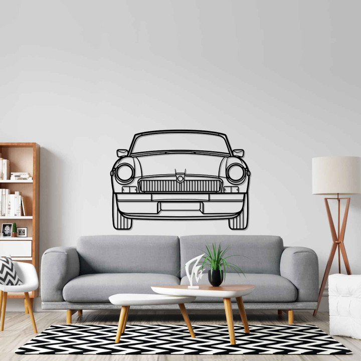 MGB 1978 Front Silhouette Metal Wall Art, Custom Metal Sport Car Silhouette Wall Art - Garage Wall Decor Gift For Him