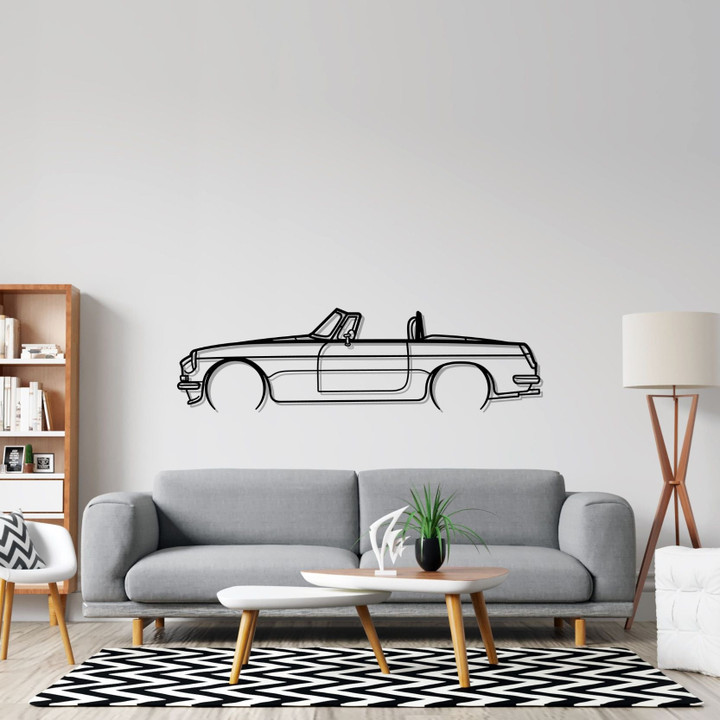 MGB Roadster 1969 Detailed Silhouette Metal Wall Art, Custom Metal Sport Car Silhouette Wall Art - Garage Wall Decor Gift For Him