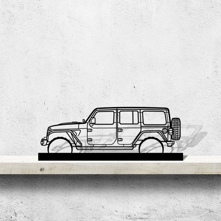 Wrangler 2019 Silhouette Metal Art Stand, Custom Car Silhouette Metal Decor, Personalized Gift For Car Lovers
