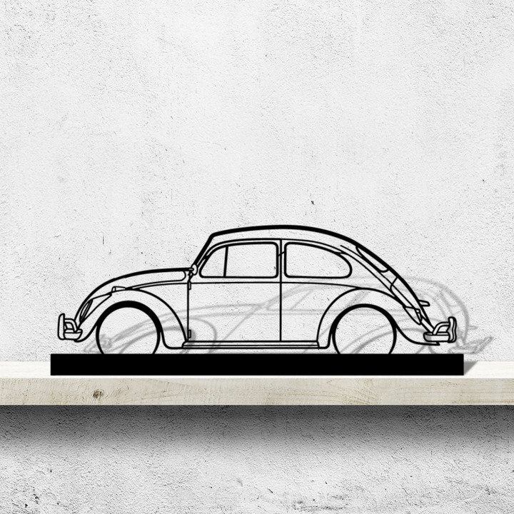 Beetle 1965 Silhouette Metal Art Stand, Custom Car Silhouette Metal Decor, Personalized Gift For Car Lovers