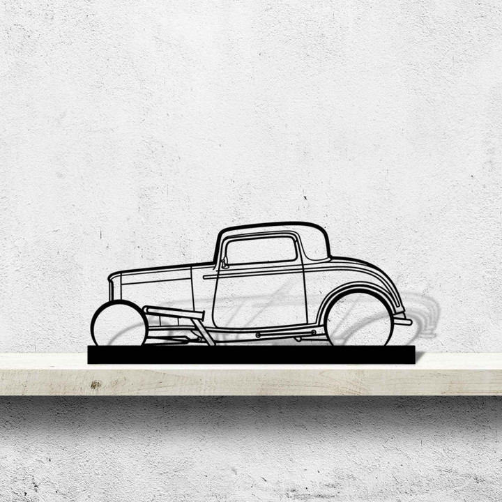 Street Rod 1932 Silhouette Metal Art Stand, Custom Car Wall Sign, Personalized Car Metal Wall Art, Gift for Him, Gift for Her, Gift For Car Lovers