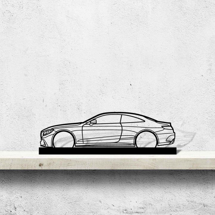 Mercedes s63 Coupe Silhouette Metal Art Stand, Custom Metal Sport Car Silhouette Wall Art - Garage Wall Decor Gift For Him