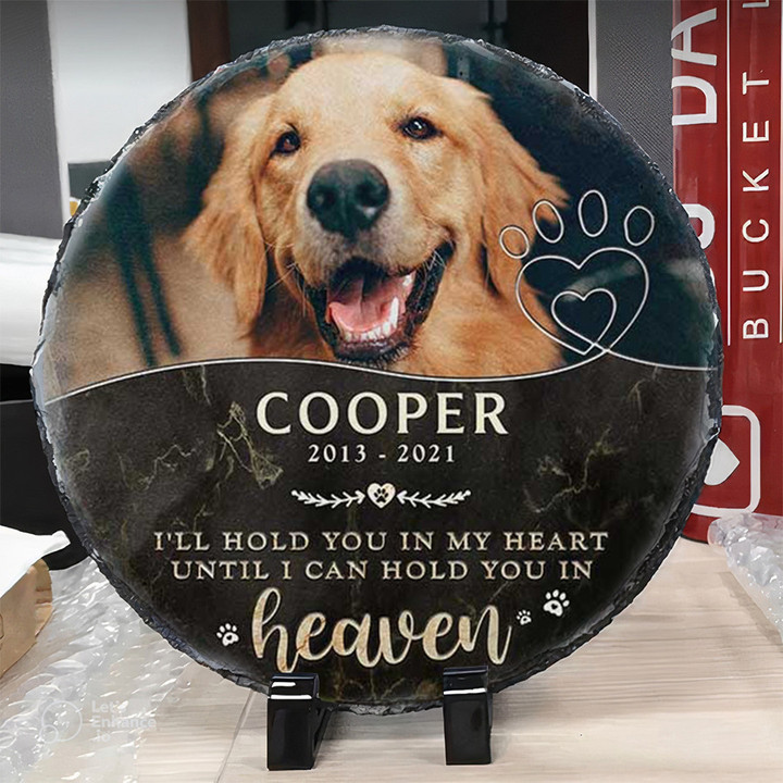 I'll Hold You In My Heart, Customized Pet's Photo Memorial Stone for Garden or Bedroom, Memorial Gift for Loss of Dog Cat
