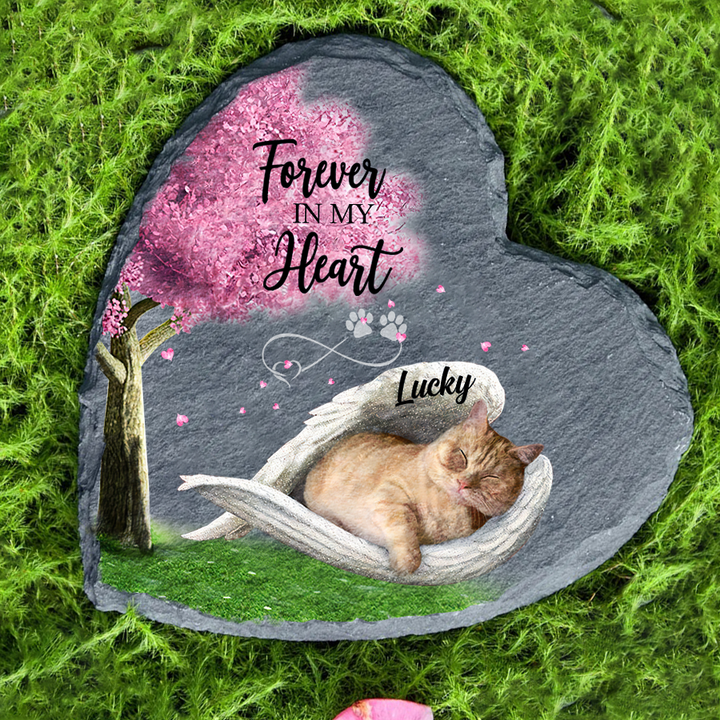 Personalized Munchkin Cat Sleeping Angel wing Garden Stone, Cat Lover gifts Decor Table, Memorial gift for Loss of Cat