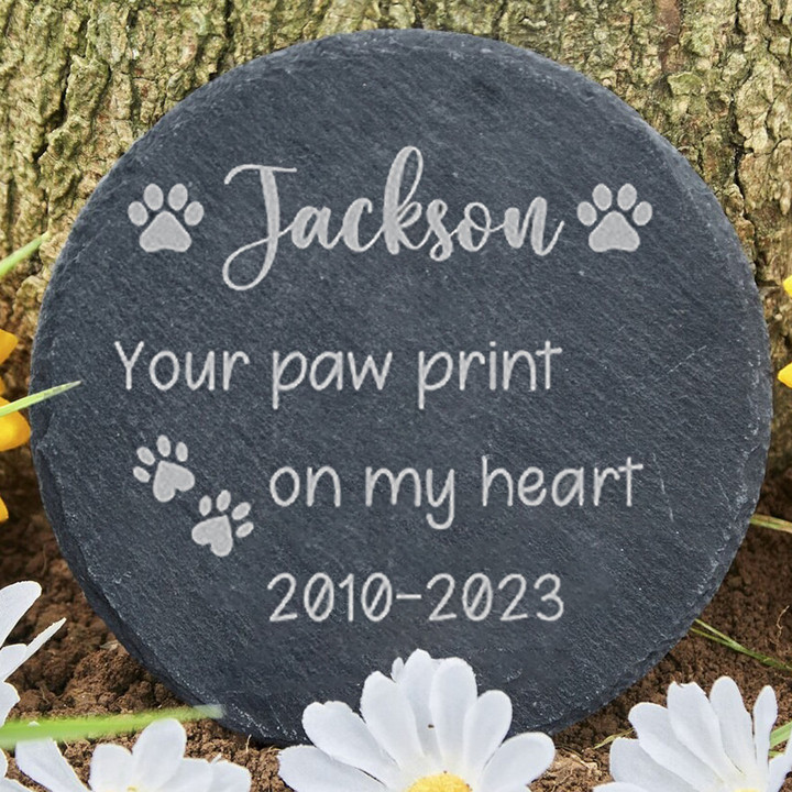 Custom Pet Memorial Garden Stone,Personalized Dog Memorial Garden Stone, Garden Slate with Pet Name, Pet Loss Gifts