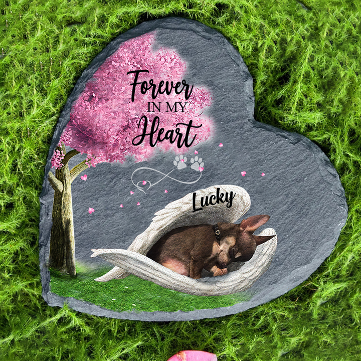 Personalized Brown Chihuahua Sleeping in the Wing Angel Garden Stone Memorial Gift for Dog Lovers Memorial Pet Table Decor