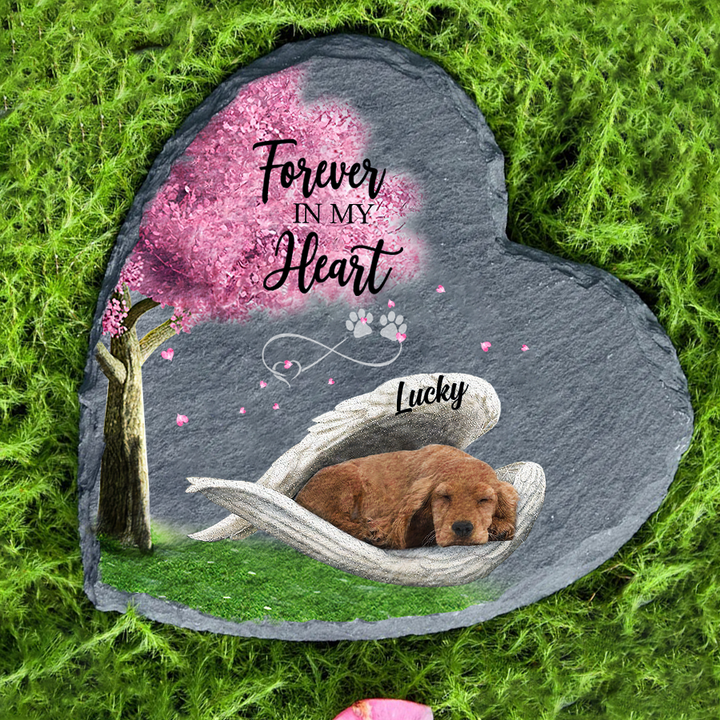 Personalized Golden Cocker Spaniel Sleeping Angel Wing Garden Stone Pet Lovers gifts Memorial gift for Loss of Dog