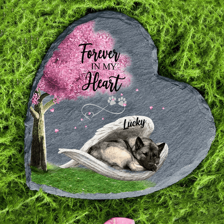 Personalized Norwegian Elkhound Sleeping Angel Wing Garden Stone Pet Lovers gifts Memorial gift for Loss of Dog