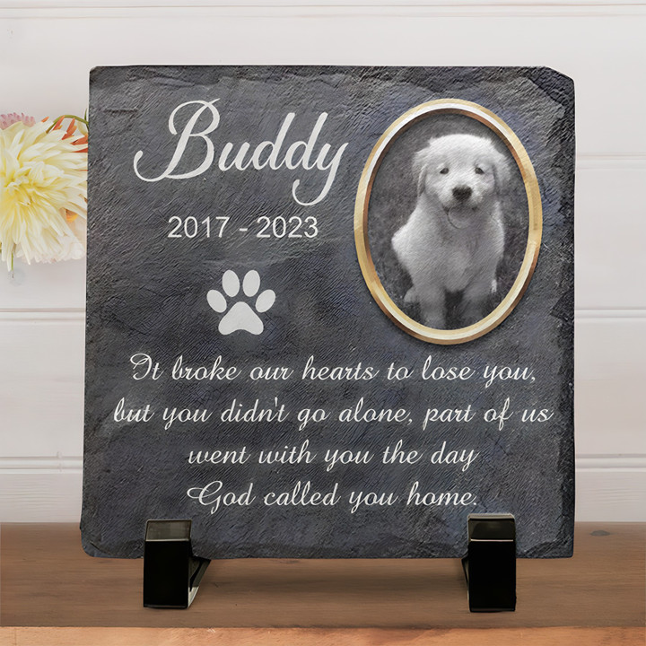 It Broken Our Heart To Lose You, Pet Memorial Stone for Home or Garden, Custom Pet's Photo Stone for Loss of Dog, Cat