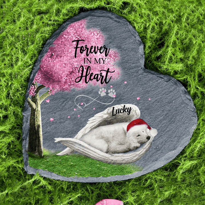 Custom Name Samoyed Sleeping Angel Wing Personalized Table Decor Garden Stone For Pet Lovers Memorial For Loss of Dog