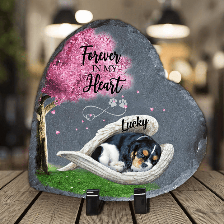 Personalized Cavalier King Charles Spaniel Sleeping Angel wing Garden Stone, Lover gifts Decor Table, Memorial gift