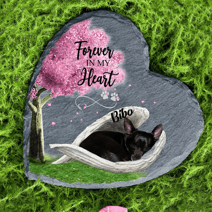 Personalized Black Chihuahua Sleeping in the Wing Angel Stone Memorial Gift for Dog Lovers Memorial Pet Table Decor