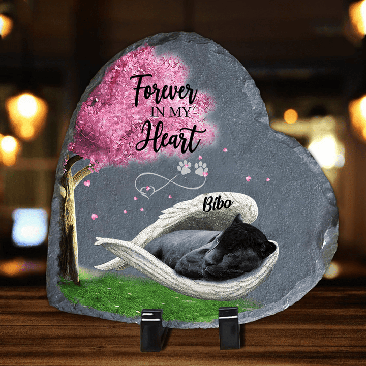 Custom Name Panther Sleeping Angel Wing Personalized Table Decor Garden Stone For Animal Lovers Memorial For Loss of Pet
