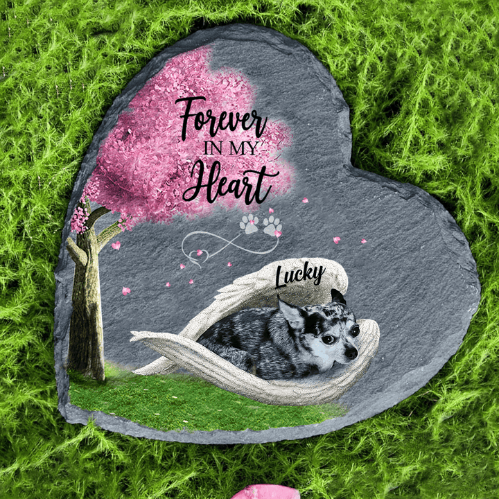Personalized Blue Merle Chihuahua Sleeping Angel Wing Garden Stone Pet Lovers gifts Memorial gift for Loss of Dog