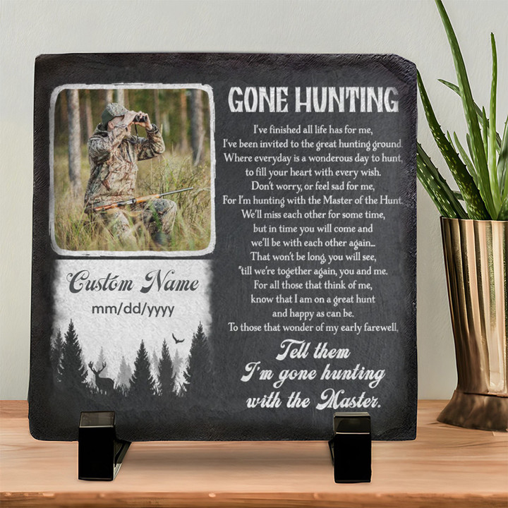 Personalized Hunter Memorial Stone, Custom Photo Memorial Stone for Home or Garden, Loss of Hunter Dad Gift