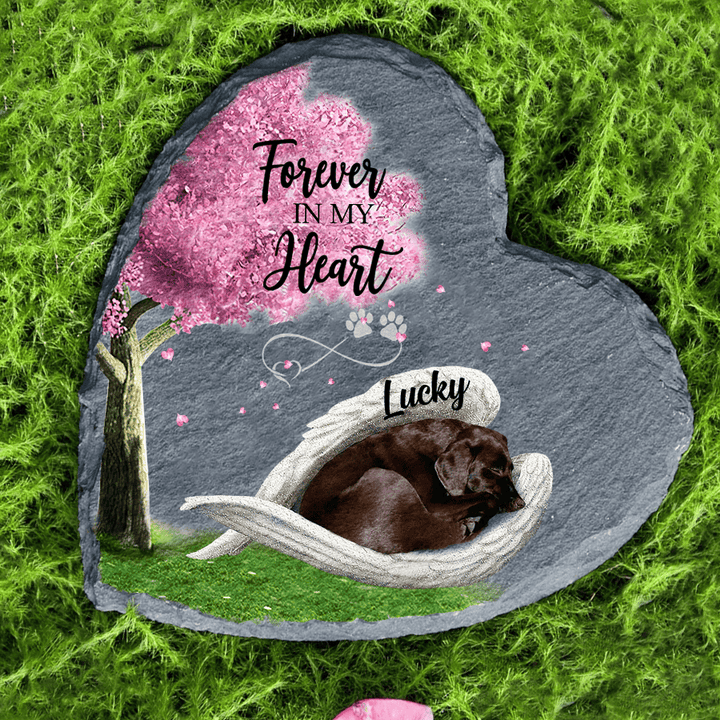 Personalized Chocolate Labrador Sleeping in the Wing Angel Garden Stone Memorial Gift for Dog Lovers Memorial Pet Table Decor