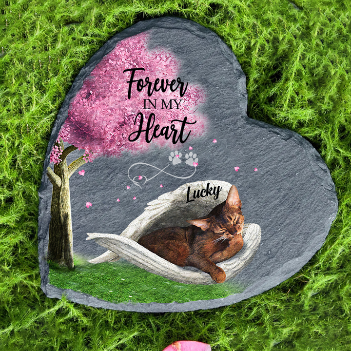 Personalized Abyssinian Cat Sleeping Angel Wing Garden Stone Pet Lover gifts Decor Table Memorial gift for Loss of Cat