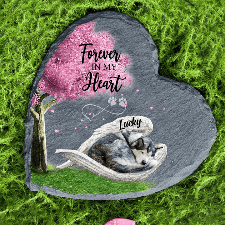 Personalized Alaskan Malamute Sleeping Angel Wing Garden Stone Pet Lover gifts Decor Table Memorial gift for Loss of Dog