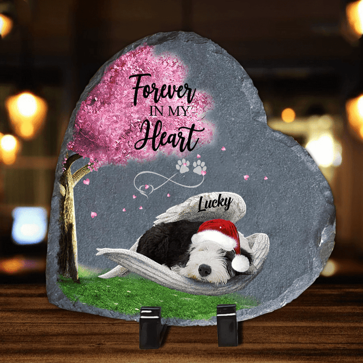 Personalized Old English Sheepdog Sleeping Angel Wing Garden Stone Pet Lovers gifts Decor Table Memorial gift for Loss of Dog