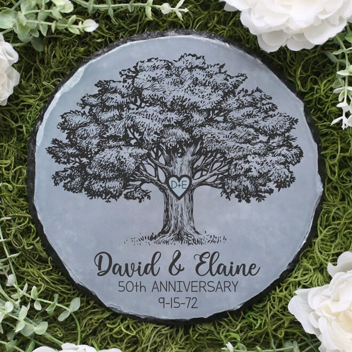 Personalized Anniversary Garden Stone, Customized Stone For Couple's Celebration, Gift for Parents, GrandParents