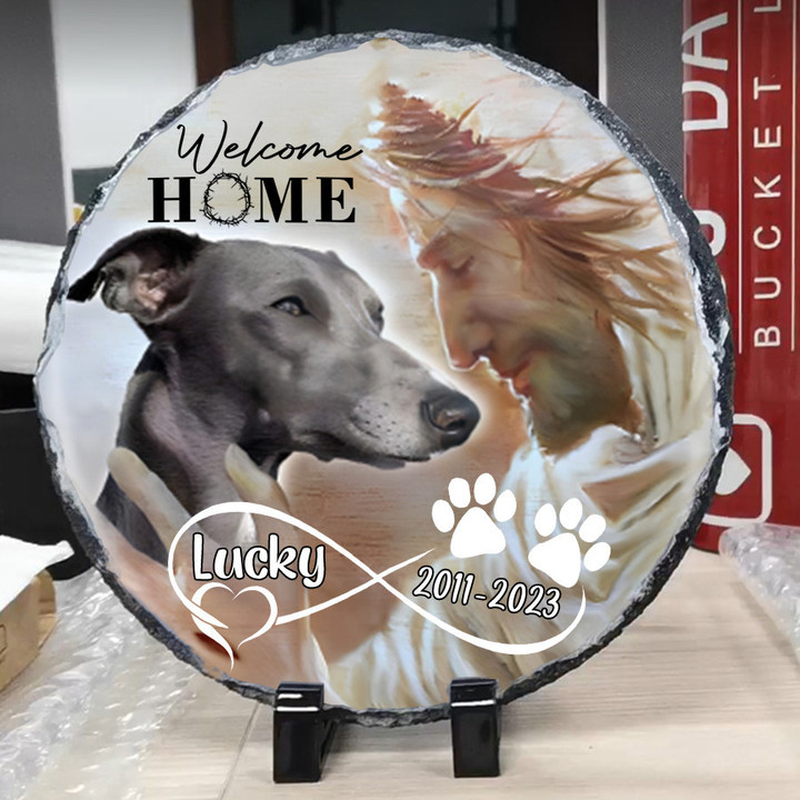 Personalized Whippet Memorial Stone, Jesus and Dog Safe in His Arm, Pet Memorial Gift for Lost of Dog, Sympathy Gift